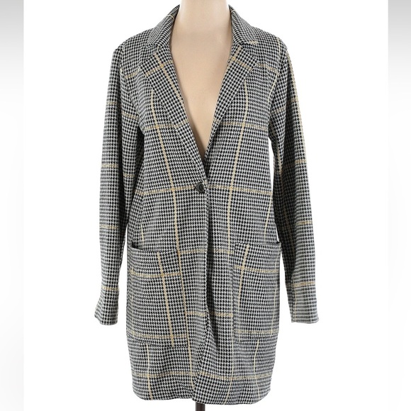 Sanctuary City Plaid Houndstooth Blazer Jacket Duster Knit Size XXS - Picture 2 of 8